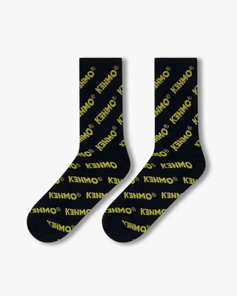 All Over Logo Socks : Black - Kenmo®