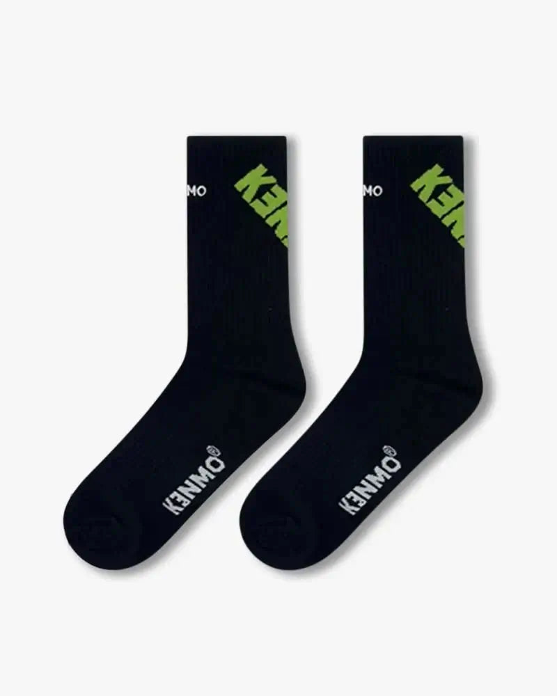 Black Logo Socks – Slanted Back Logo Streetwear Essentials - Kenmo®