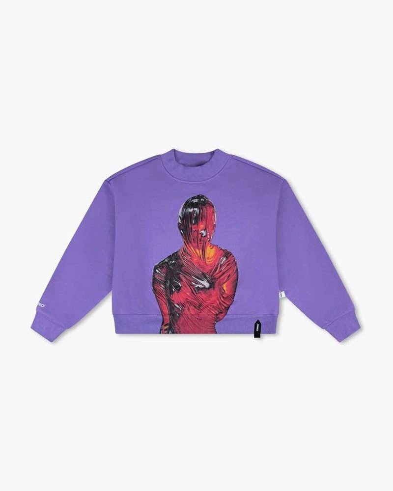Robot Cropped Sweatshirt : Purple - Kenmo®