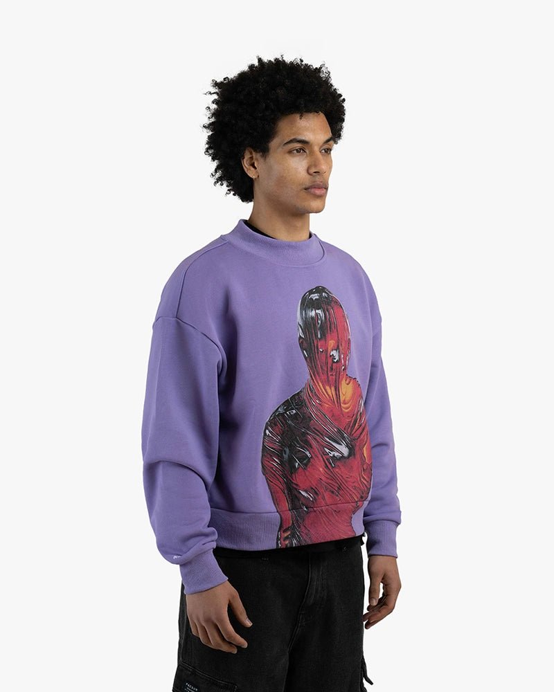 Robot Cropped Sweatshirt : Purple - Kenmo®