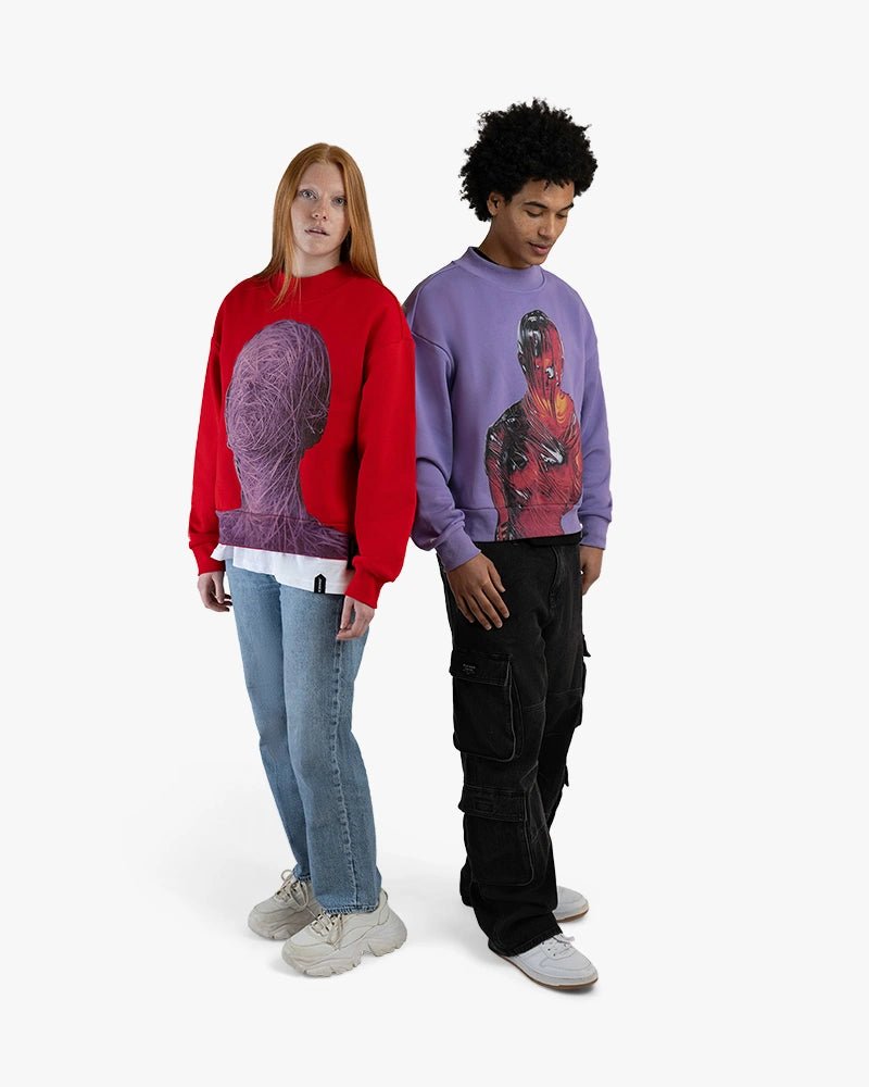 Robot Cropped Sweatshirt : Purple - Kenmo®