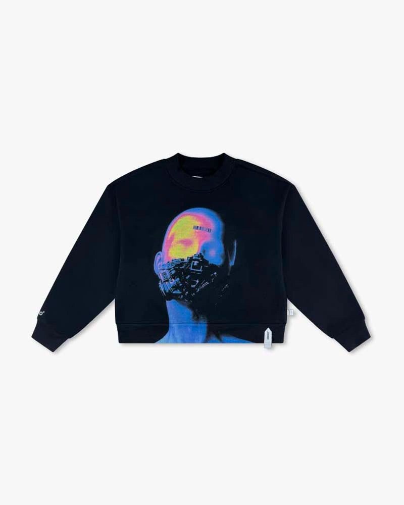 Silent Cyborg Cropped Sweatshirt : Black - Kenmo®