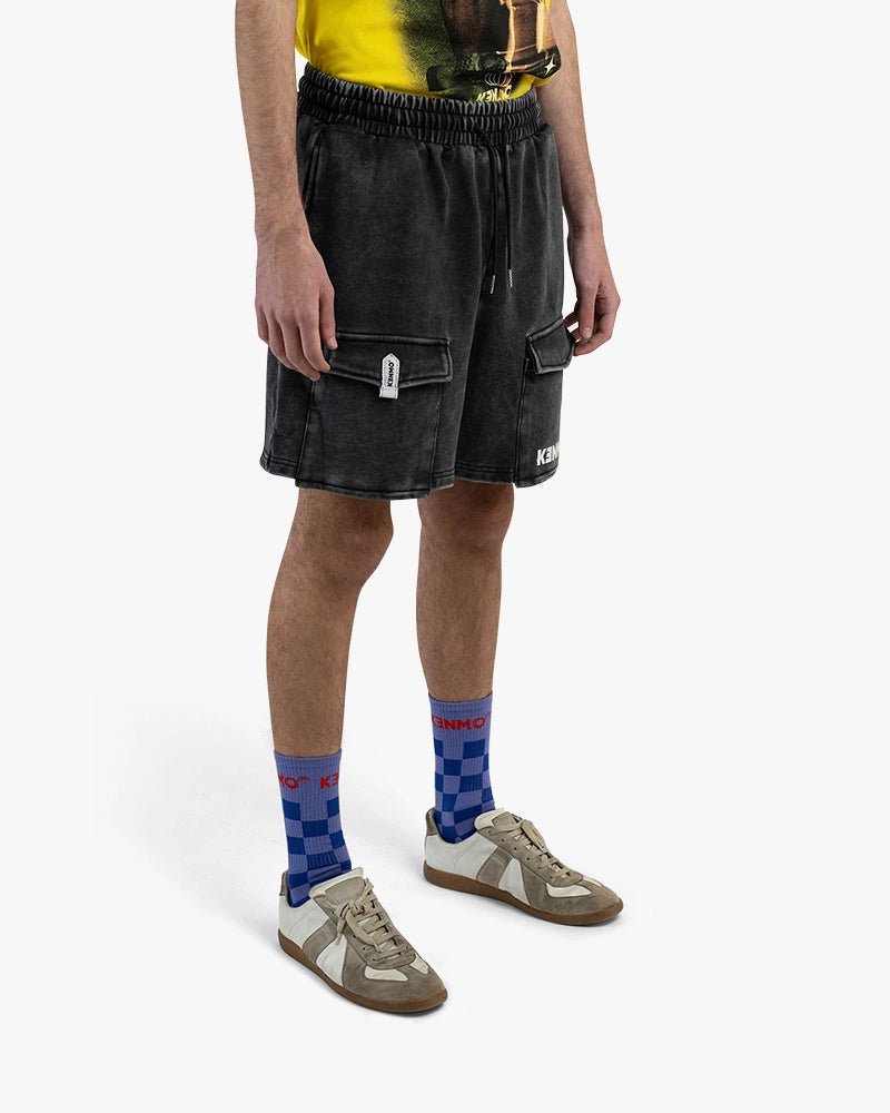 Washed Cargo Shorts : Black - Kenmo®