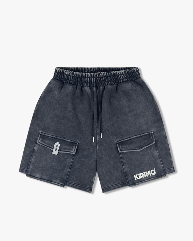 Washed Cargo Shorts : Black - Kenmo®