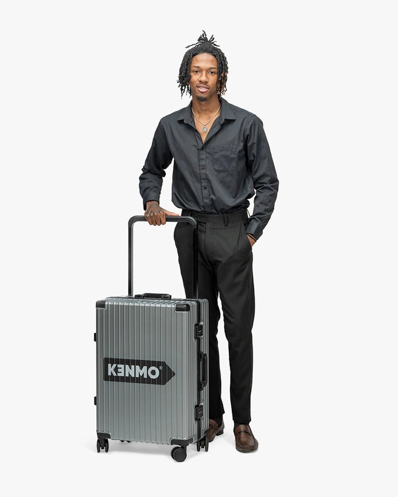 22 inch Wide Handle Hardcase Luggage : Silver - Kenmo®