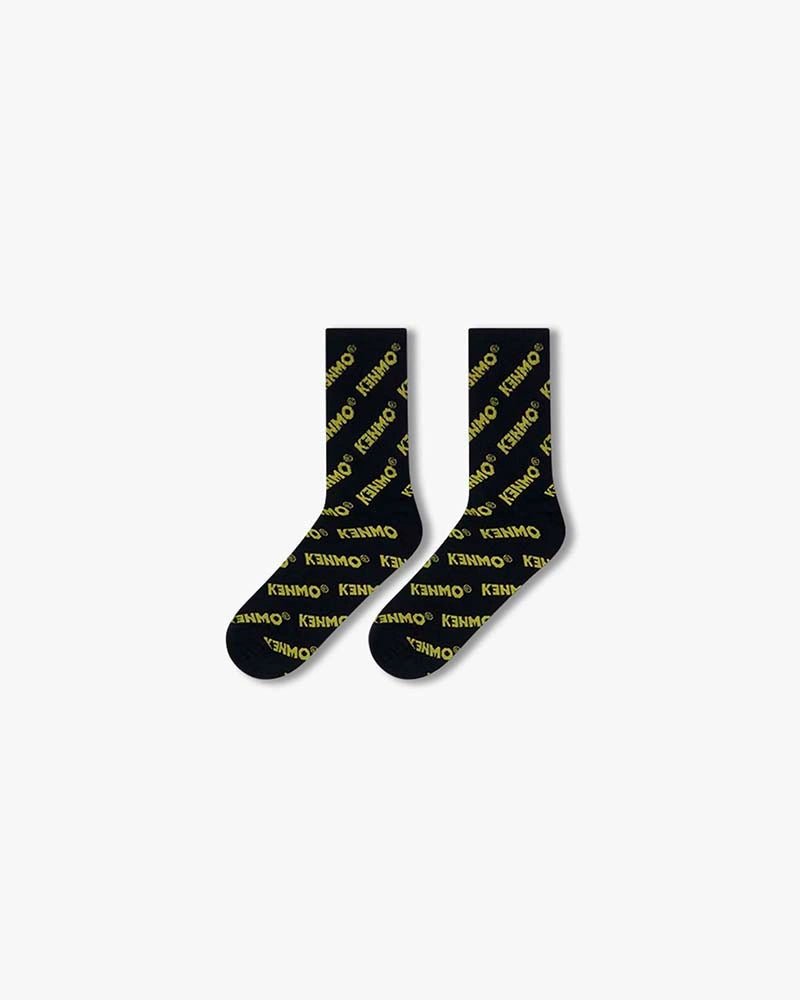 All Over Logo Socks : Black - Kenmo®