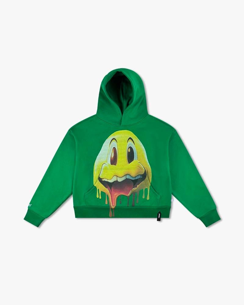 Cartoon Face Cropped Hoodie : Green - Kenmo®