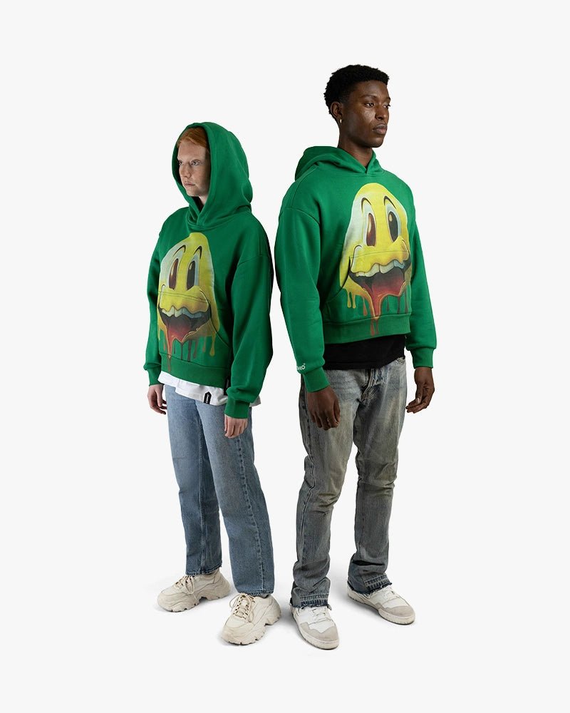 Cartoon Face Cropped Hoodie : Green - Kenmo®