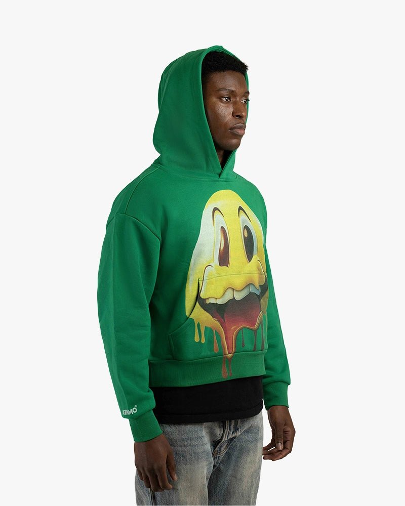 Cartoon Face Cropped Hoodie : Green - Kenmo®
