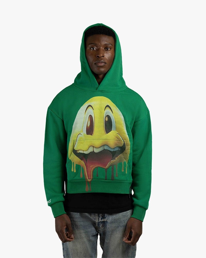 Cartoon Face Cropped Hoodie : Green - Kenmo®