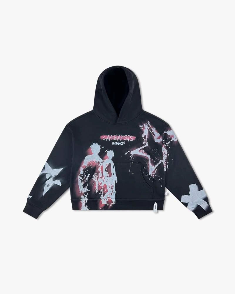 Catharsis Cropped Hoodie : Black - Kenmo®