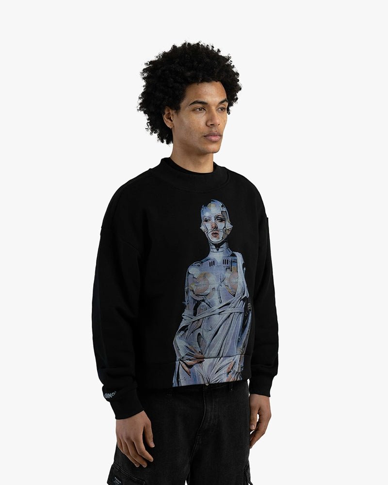 Cyborg Girl Cropped Sweatshirt : Black - Kenmo®