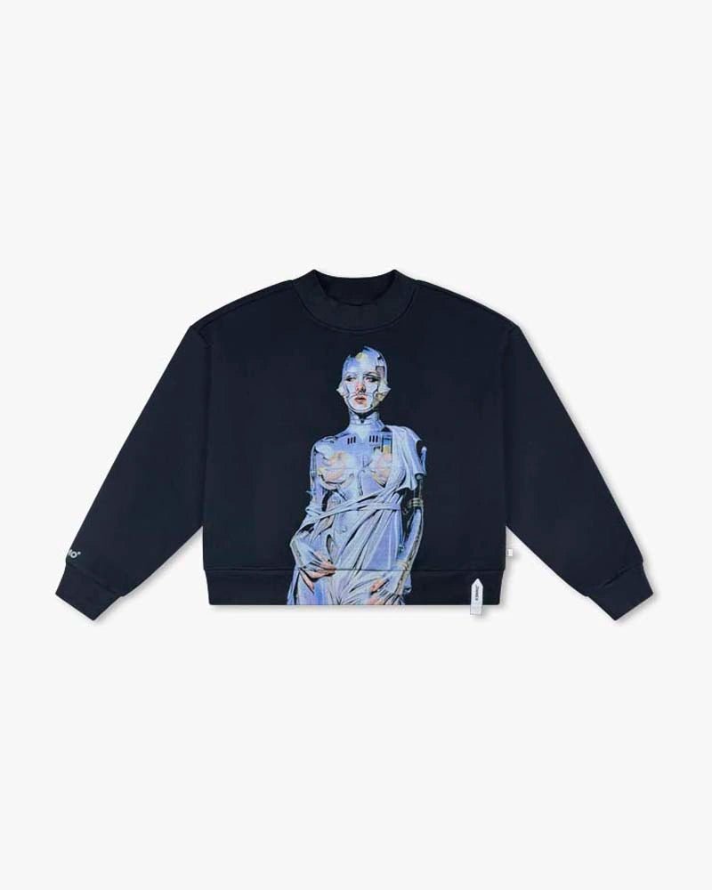 Cyborg Girl Cropped Sweatshirt : Black - Kenmo®