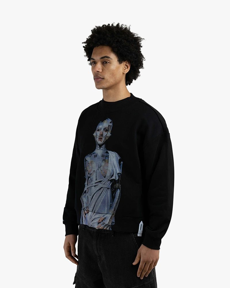 Cyborg Girl Cropped Sweatshirt : Black - Kenmo®