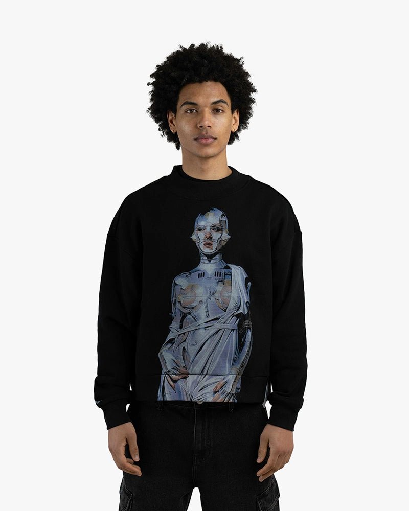 Cyborg Girl Cropped Sweatshirt : Black - Kenmo®