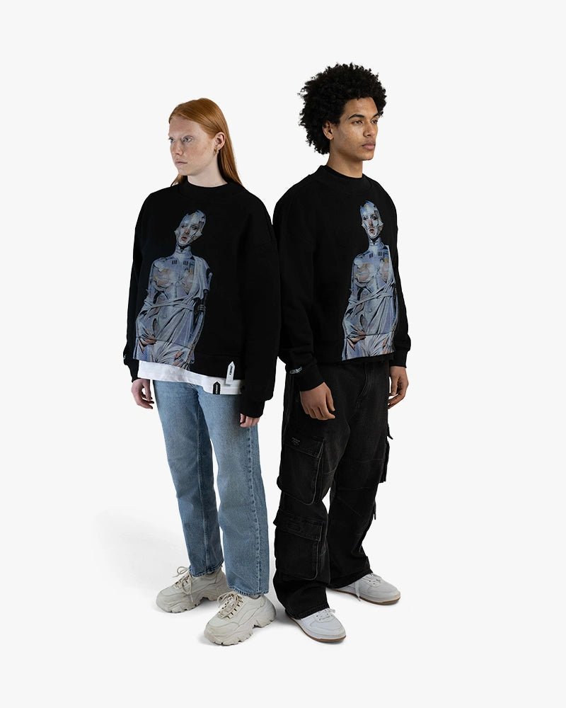Cyborg Girl Cropped Sweatshirt : Black - Kenmo®