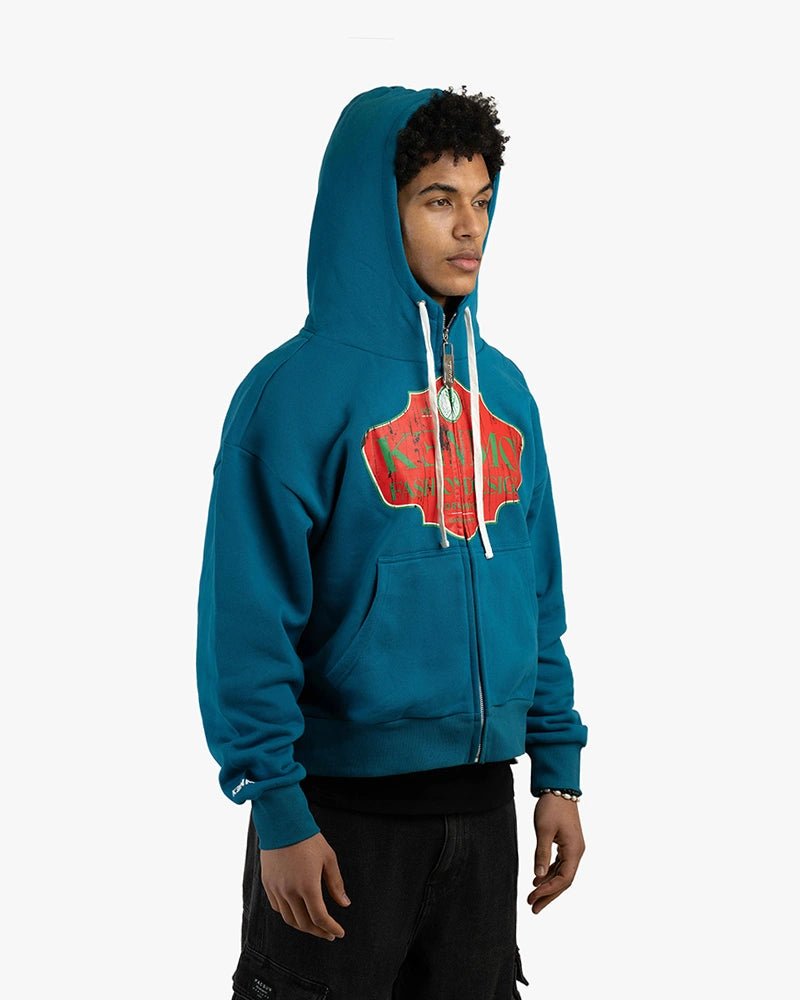 Fashion Design Zip Up Cropped Hoodie : Blue - Kenmo®