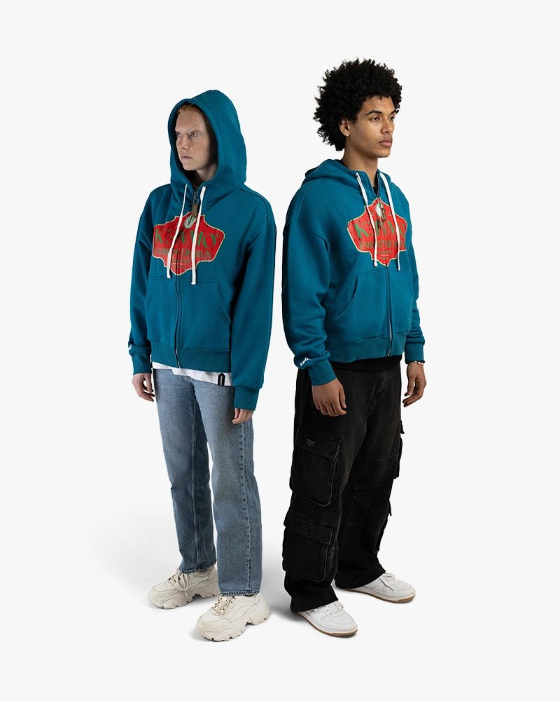 Fashion Design Zip Up Cropped Hoodie : Blue - Kenmo®