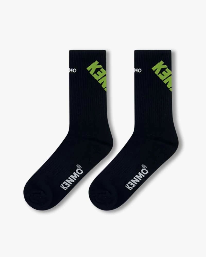 Black Logo Socks – Slanted Back Logo Streetwear Essentials - Kenmo®
