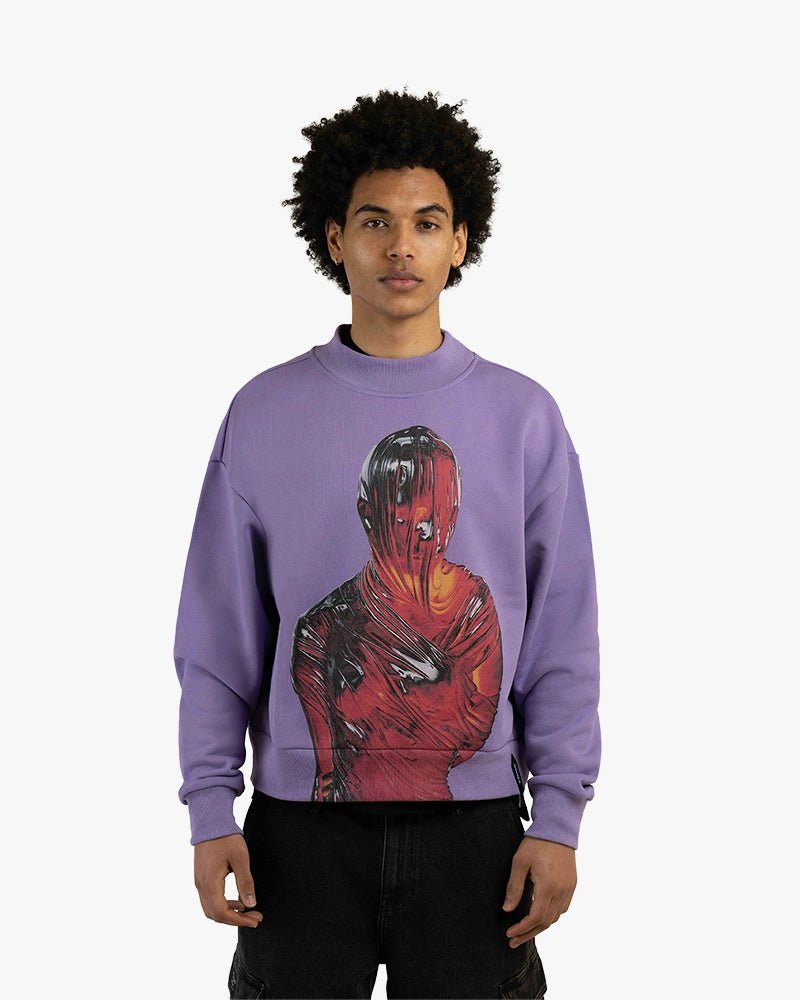 Robot Cropped Sweatshirt : Purple - Kenmo®