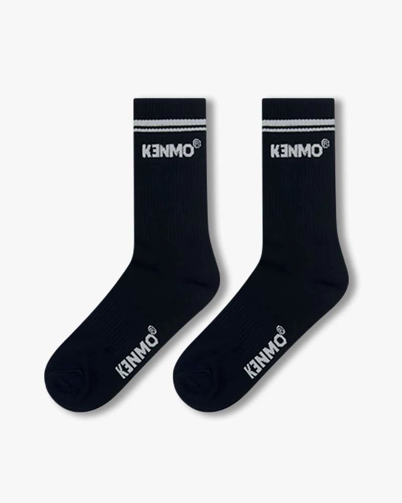 Black Signature Socks – Two-Line Cuff with Kenmo Logo Style - Kenmo®
