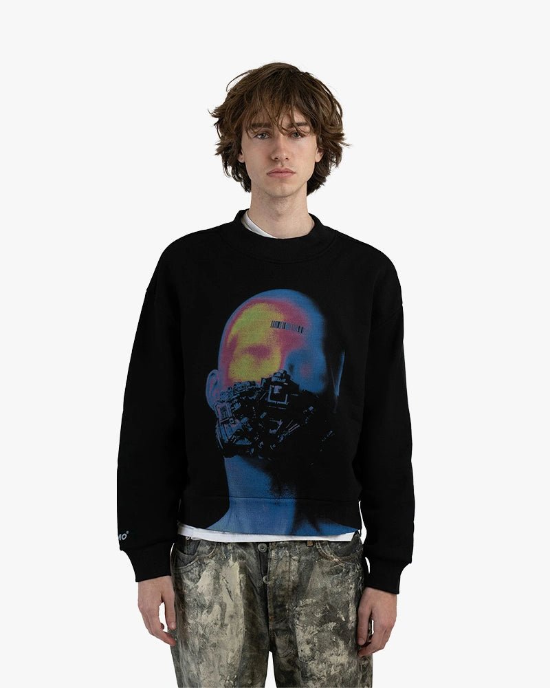 Silent Cyborg Cropped Sweatshirt : Black - Kenmo®