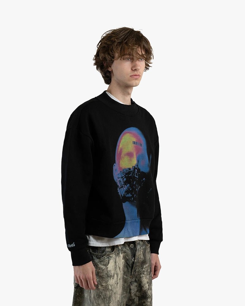 Silent Cyborg Cropped Sweatshirt : Black - Kenmo®