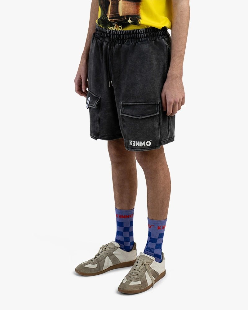 Washed Cargo Shorts : Black - Kenmo®