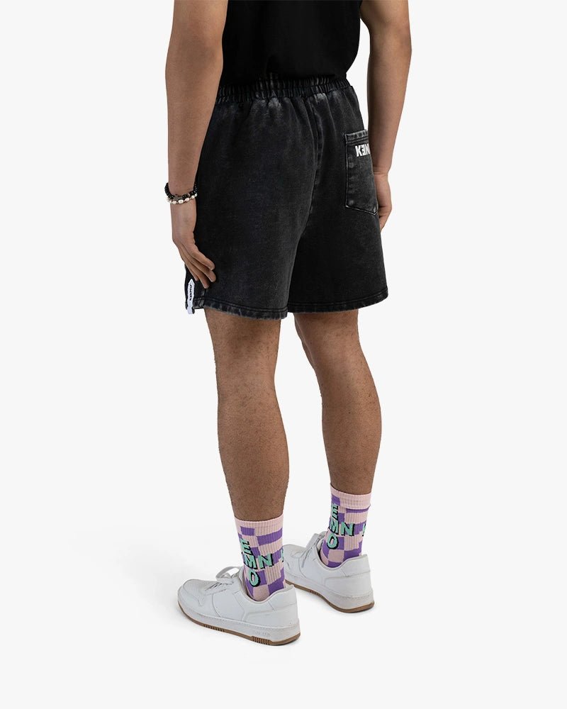 Washed Patch Shorts : Black - Kenmo®